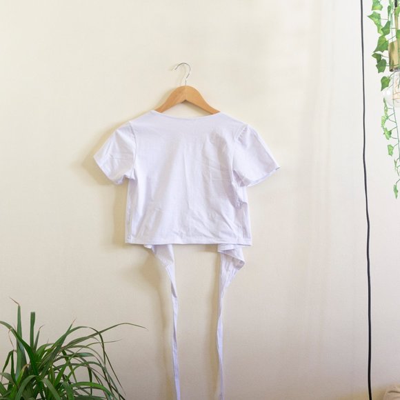 V Neck Crop Wrap Tee - Picture 3 of 4